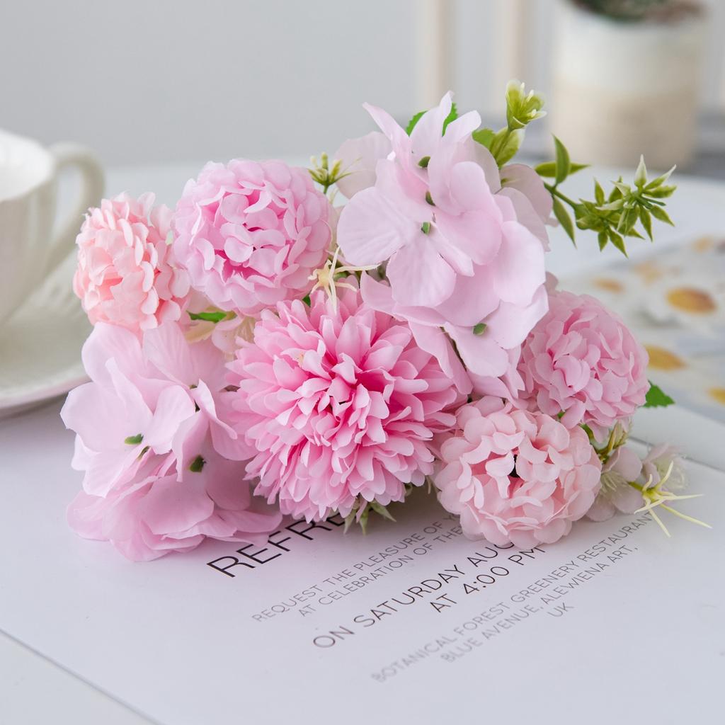 Hydrangea Artificial Flowers Silk Ball Chrysanthemum Home Decora Living Room Fake Flowers Brial Bouquets Festival Wedding Wreath