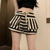 High-waisted Striped Shorts Women's Summer Elasticated Waist Baggy Wide-leg Pants Wear Slimming Sports A-line Spice Hot Pants