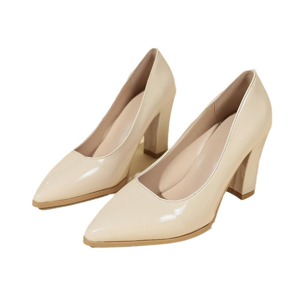 High heels trendy four-season fairy style pointed head shallow mouth thick heel temperament fashion shoes