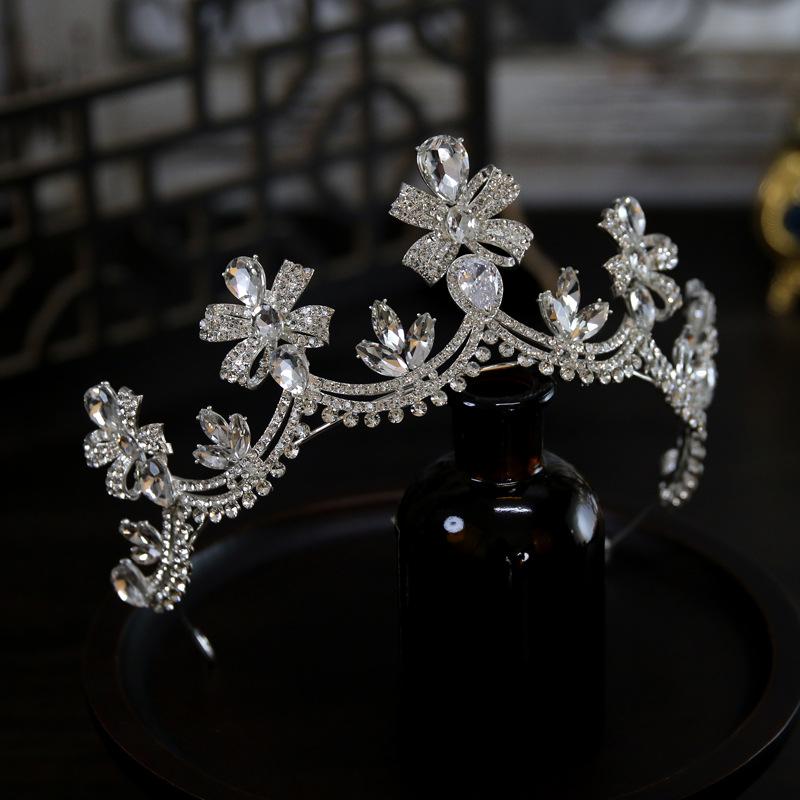 Korean Style Simple Bow New Style Luxurious and Elegant Bride Wedding Crown Headdress Crown Tiara Hair Accessories