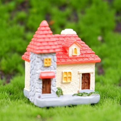 Yousheng Miniaturowy Domek Figurka Miniaturowy Żywiczny Model Budynku Domku do Ogrodu Bajkowego Krajobrazu z Mchu Rękodzieło DIY Wystrój Domu