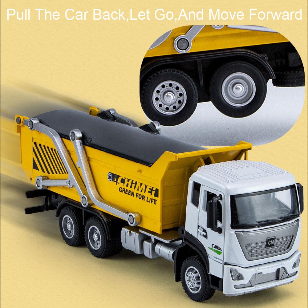1:32 Muck Transport Container Car Model Car Toy Alloy Body Rubber Tire Sound Light Pull Back Engineering Truck Ornament Models