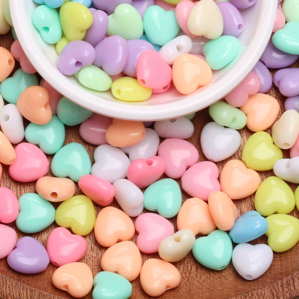20Pcs 12*11mm Candy Color Heart Loose Beads For DIY Jewelry Making Necklace Bracelet Pendant Accessories