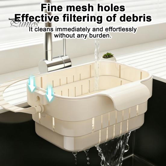 Collapsible Sink Waste Catcher Hanging Drain Basket, Foldable Stretchable Kitchen Colander, Space Saving Food Compact Storage Basket Strainer,