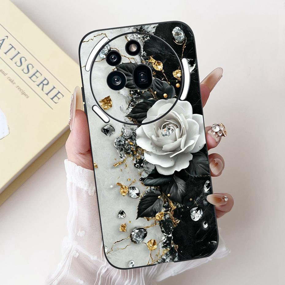 Beautiful Floral Painting Phone Case For Nothing Phone (3a) Pro Black Silicone Soft Cover For Nothing Phone3a 3a Pro Bumpers