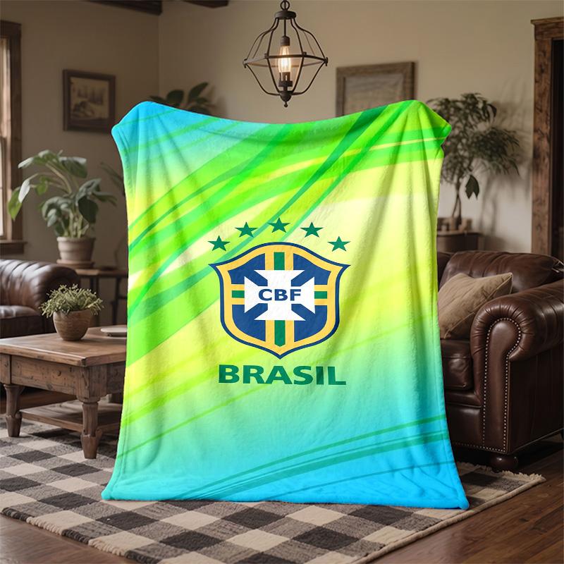 Brazil National Football Team Print Flannel Blanket Soft Warm Sofa Bed Throw Blanket For Home Office Bedroom
