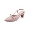 Fashion High Heels Women Patent Leather Pointed Toe Bow One Strap Temperament Block Heel Single Shoes Women Gentle Bridesmaid Shoes