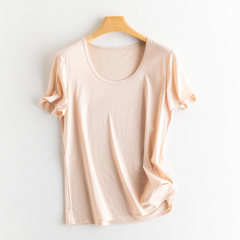 Sommer Kurzarm Damen T-Shirts Echte Seide Leinen Baumwolle T-Shirt Damen Lässige Tees V-Ausschnitt Frau Einfarbige Oberteile