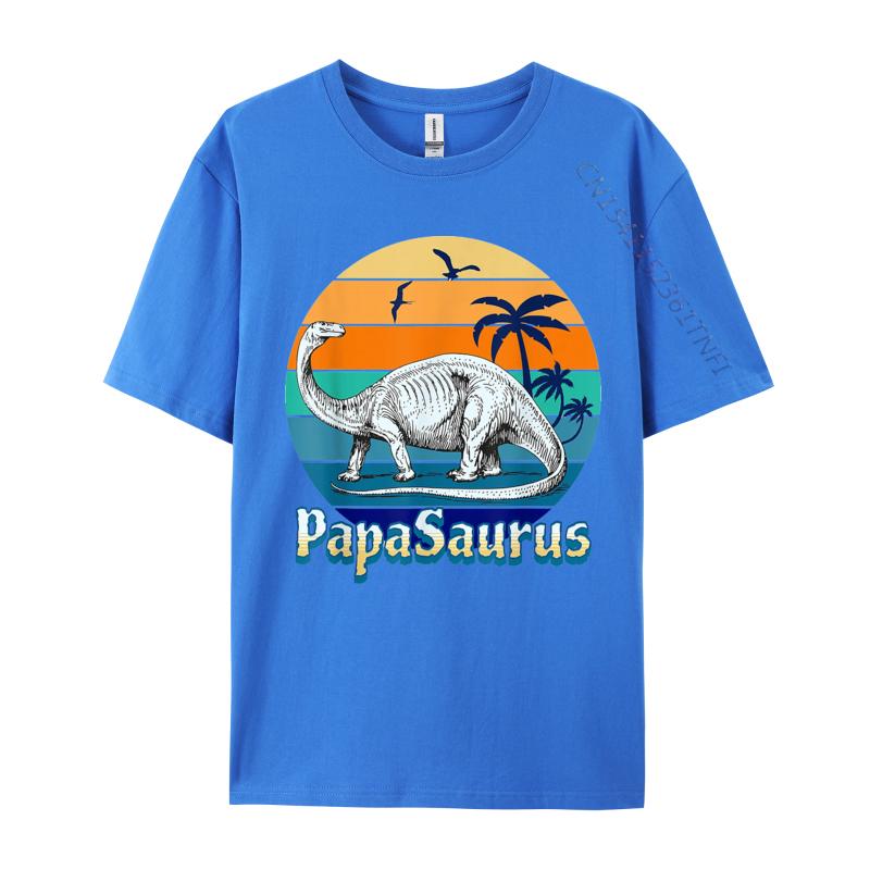 Papasaurus Dad Daddy Papa TShirts Vintage Beach Sunset Cartoon Printed T Shirts Street T Shirts 2024 New