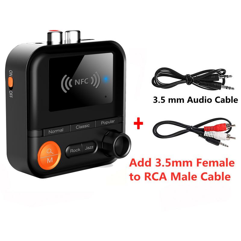 2 In 1 Bluetooth 5.2 Audio Transmitter Receiver 5 EQ Modes 3.5mm AUX RCA Jack Stereo Wireless Adapter for TV PC Car Kit Speaker