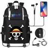 Anime Skull Print Large Capacity Backpack for Teens Students Casual Travel Daypack Lightweight Waterproof