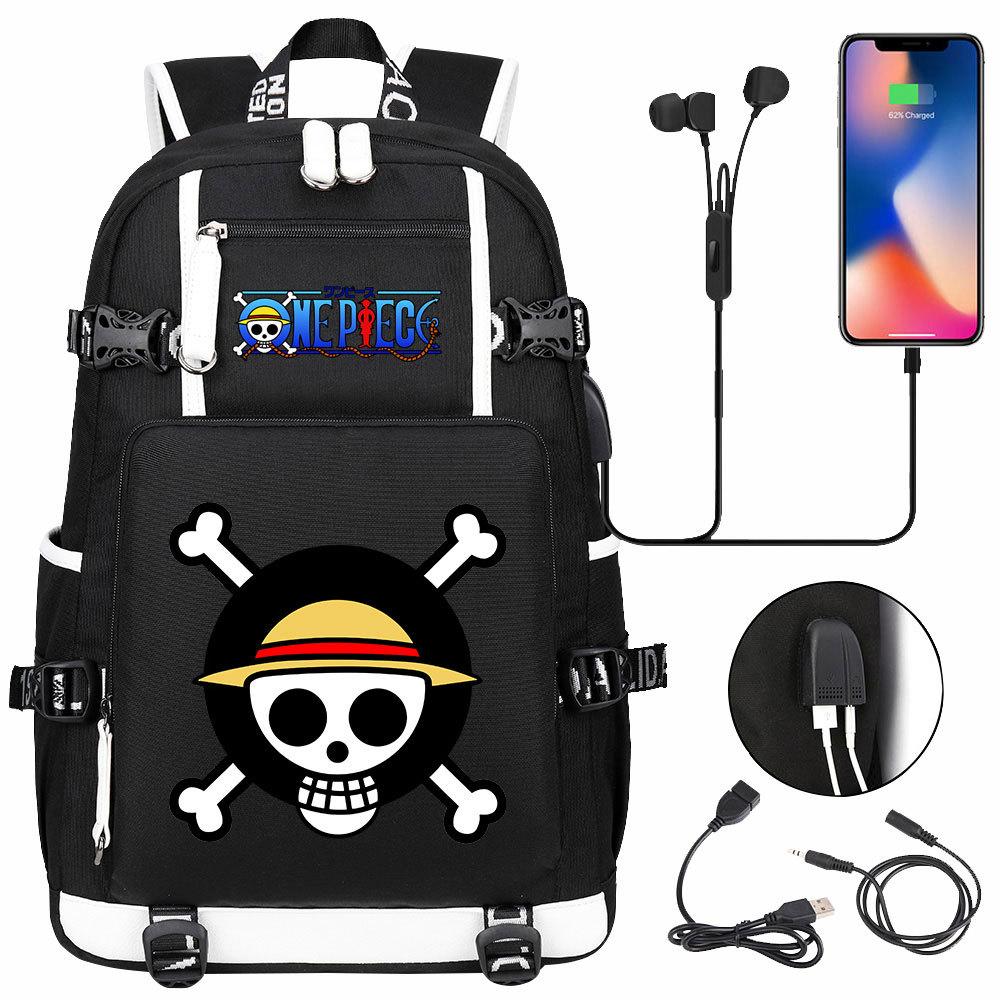 Anime Skull Print Large Capacity Backpack for Teens Students Casual Travel Daypack Lightweight Waterproof