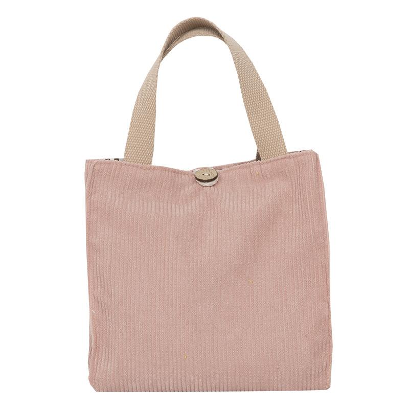 Lunch Bag Corduroy Canvas Lunch Box Picnic Tote Cotton Cloth Small Handbag Pouch Dinner Container Food Storage Bags for Ladies