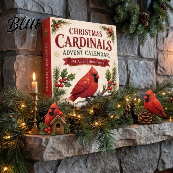 Daily Countdown Box Birthday Gift 24-Day Christmas Advent Calendar Red Bird Set with for Children