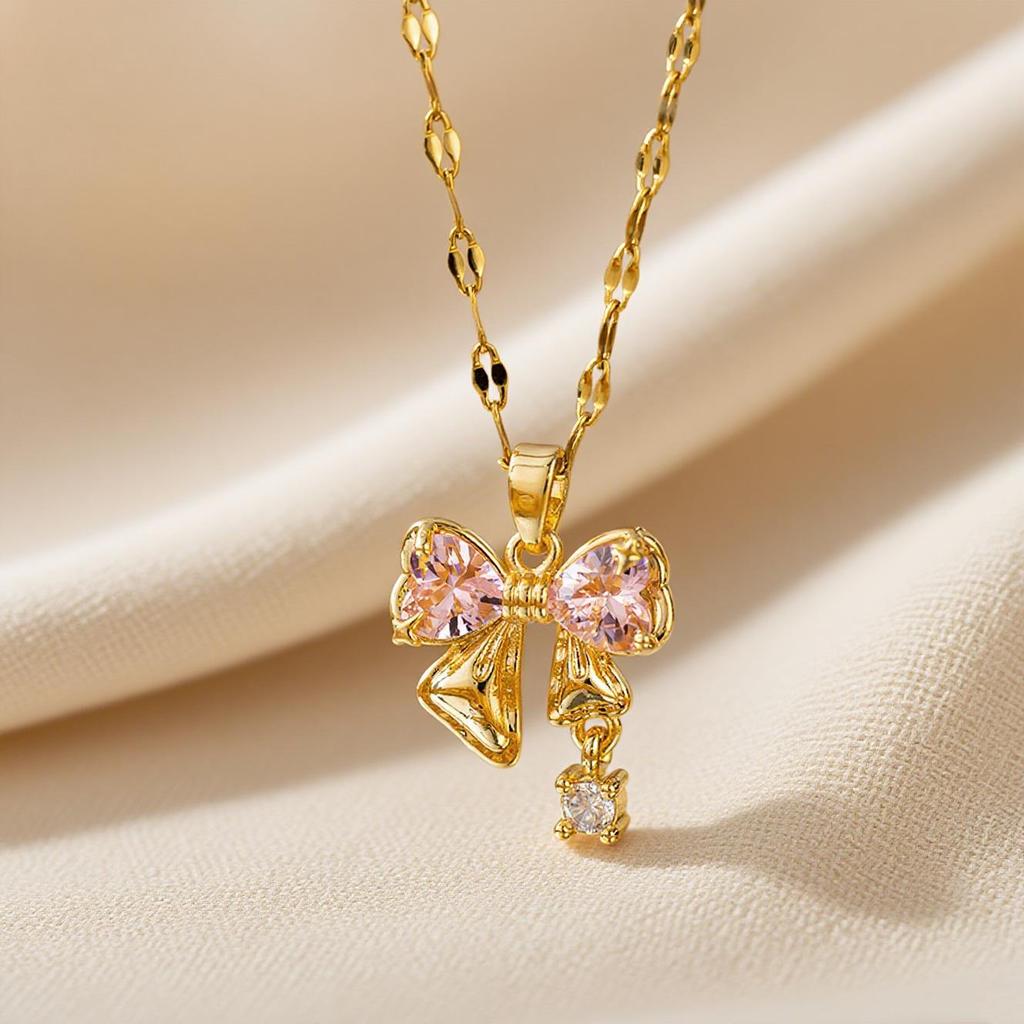Elegant Light Luxury Zircon Necklace for Women - Gold-Plated, Simple Clavicle Chain