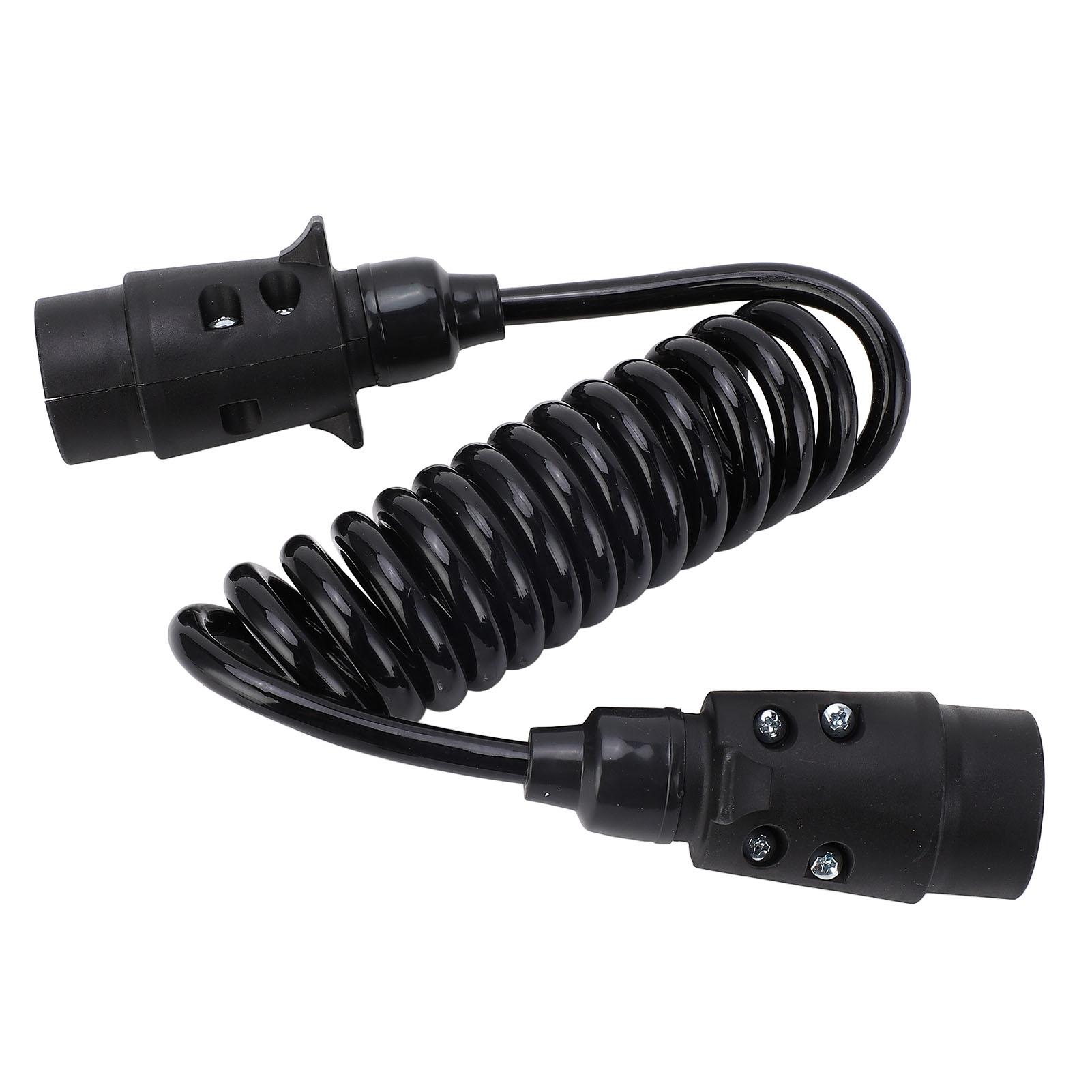 

12В 24В Пружинный провод для прицепа 2 м 7 жил Пружинный спиральный провод для буксировки для коммерческих автомобилей, кемперов, легковых автомобилей, лодок