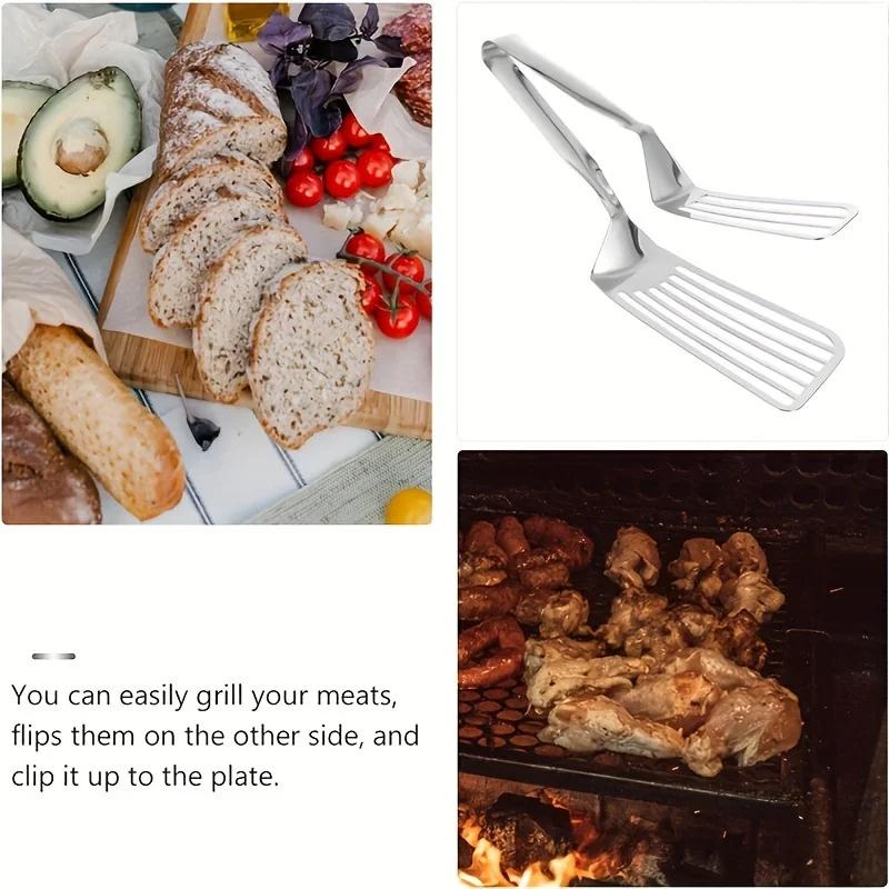 Stainless Steel Professional Kitchen Tongs for Cooking, Multi-Purpose Heavy Duty Food Tongs for Salad, BBQ, Baking, Frying