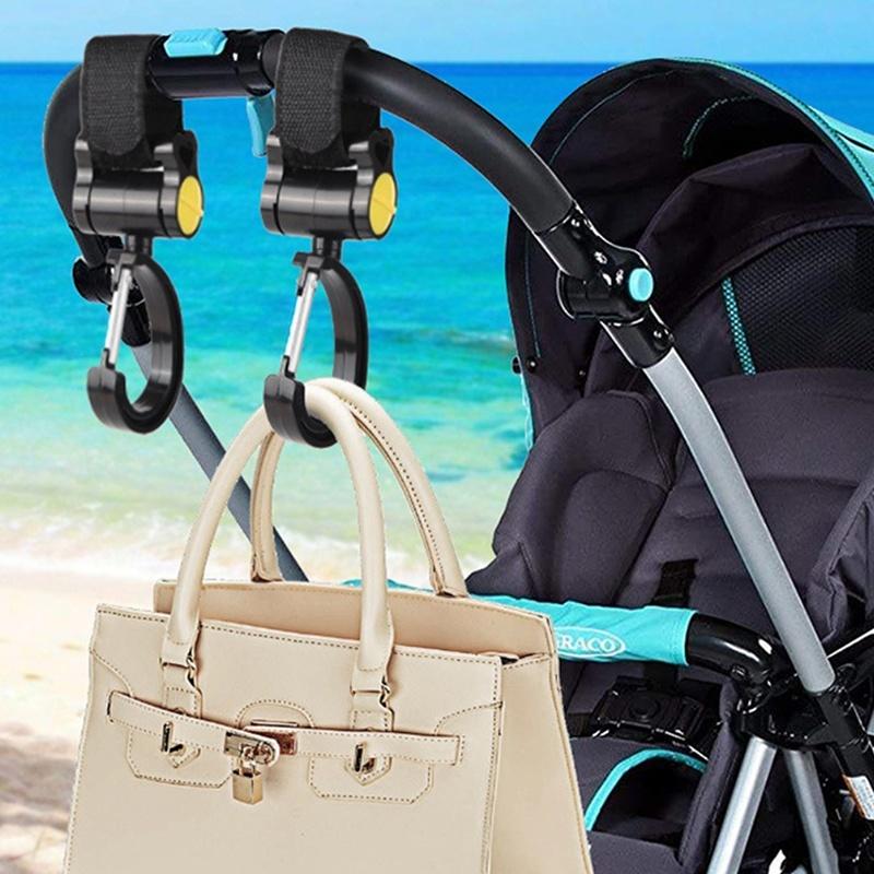 Universal Baby Stroller Hooks Accessories 360 Degree Large Hooks Umbrella Car Magic Tape Hooks 2 Pcs Set Home Essentials