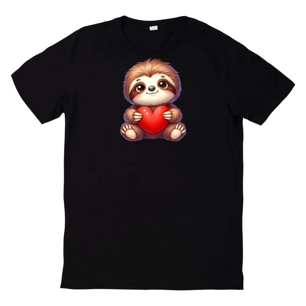 T-Shirt Niedlicher Faultier mit Herz Motiv S