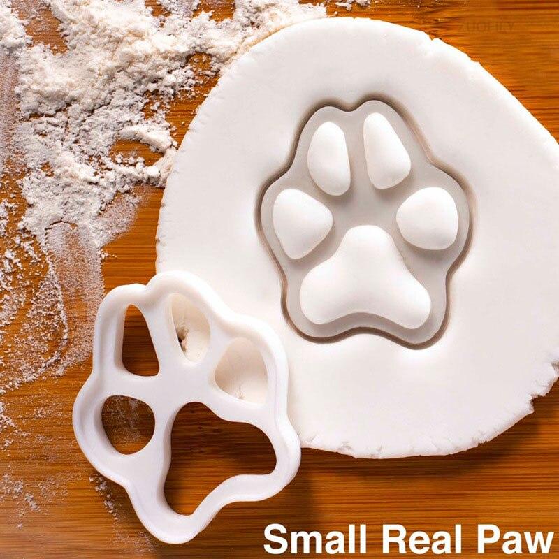 2pcs Cat Paw Print Cookie Cutter White Plastic Cartoon Kitten Footprint Pressrable Biscuit Stamps Molds DIY Cake Decorating Tools