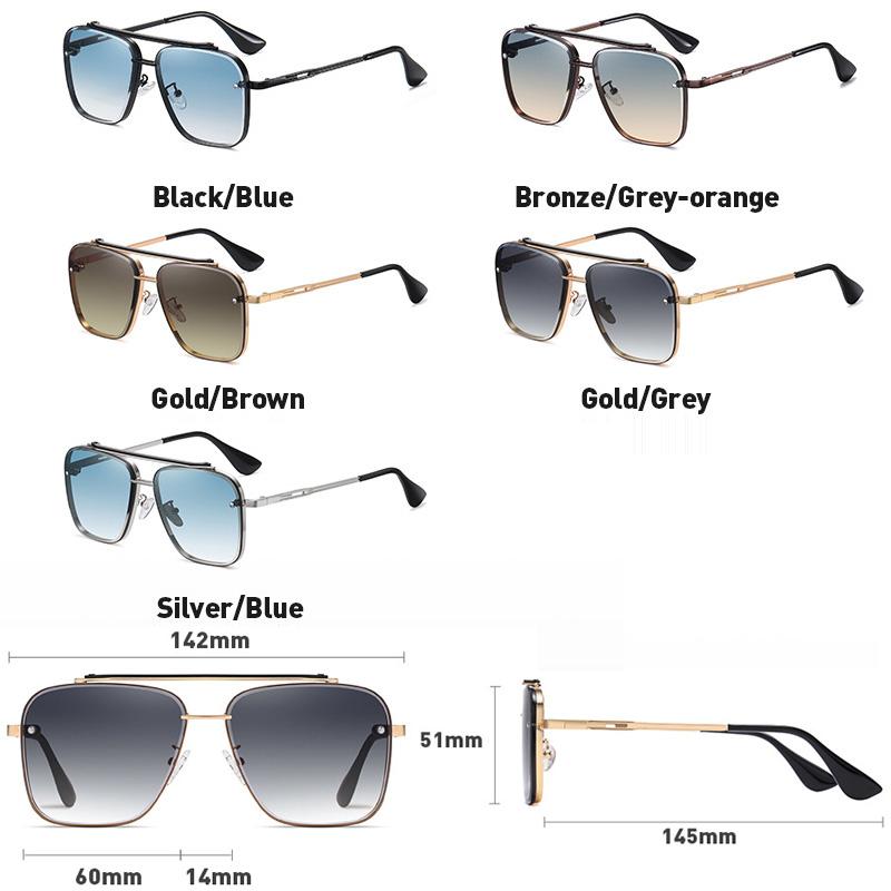 New Gradient Sunglasses For Men Fashion Metal Big Frame Sun Glasses Brand Design Luxury