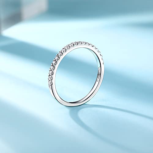 [Takeda Jewelry] Slim Eternity Ring, 7 Gemstones, 2 Metal Colors, 11 Sizes (6-16), S925, 1.5mm Width, Natural Stones, 0.22 Carat Total, Cute for Stack