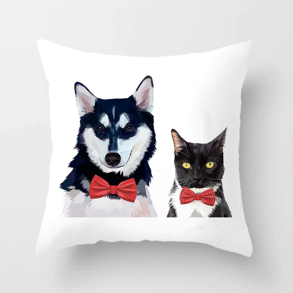 Cartoon Dog Printed Cushion Cover 45*45cm Pillowcase Sofa Kids Room Cushions Funda Cojin Polyester Home Decor Pillow Covers Case