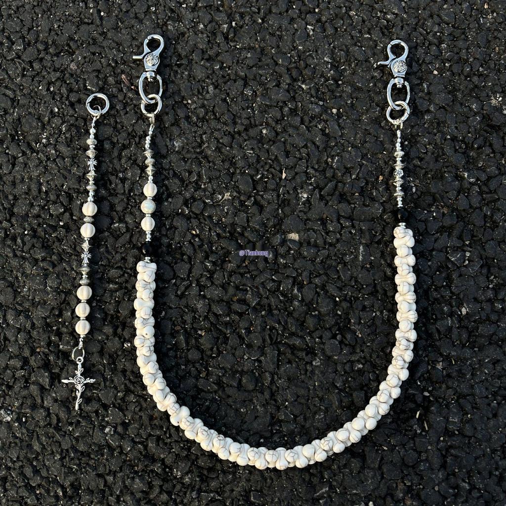 White Turquoise Bone Patchwork Waist Chain Charm