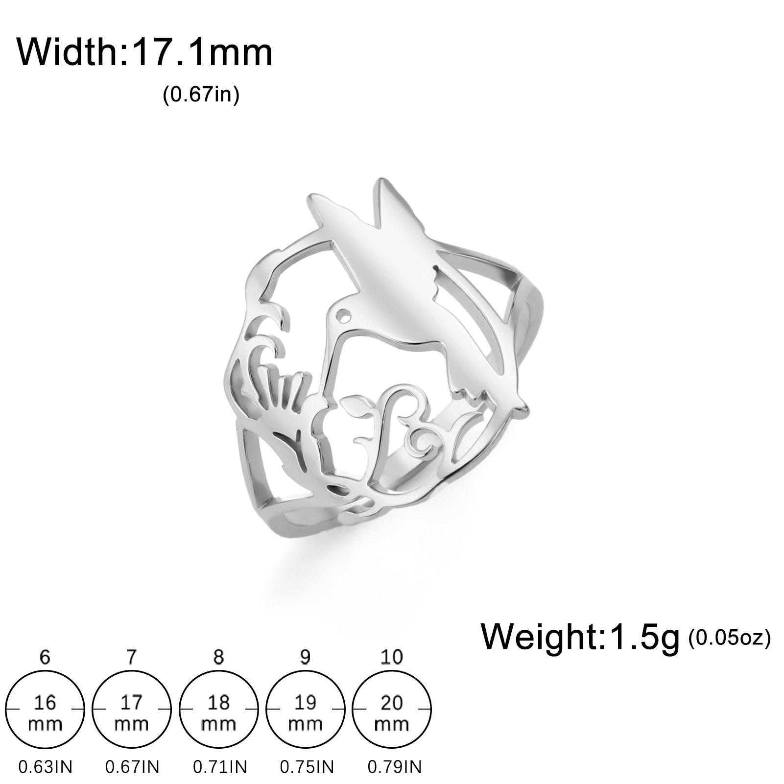 

Skyrim Hummingbird Flowers Ring Women Stainless Steel Finger Rings 2026 Trendy Bird Animal Jewelry Birthday Gift Wholesale 6