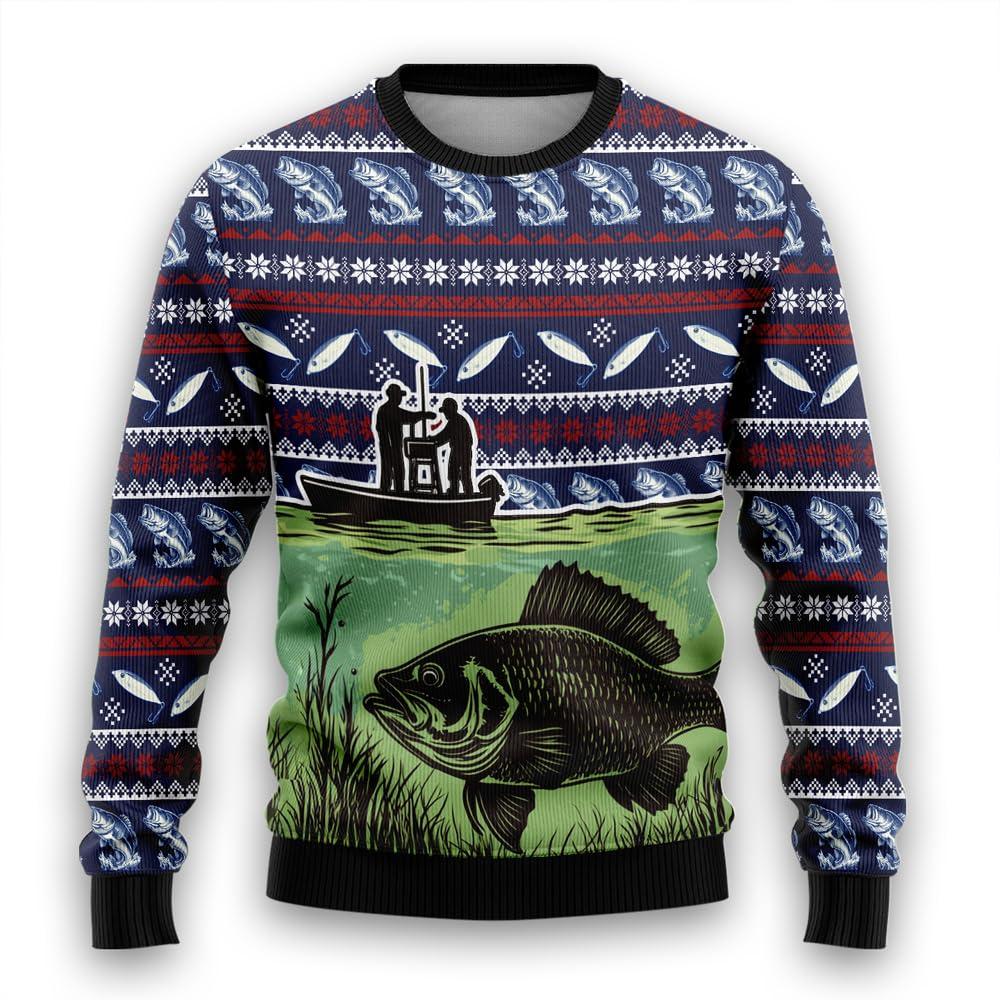Fishing Sweatshirts For Men Clothing Merry Fishmas Ugly Christmas Sweater Santa Claus Fish Mens Ugly Sweaters Xmas Holiday Funny