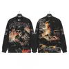 Unisex Vintage Skull Print Washed Cotton Long Sleeve Hoodie Streetwear Loose Fit
