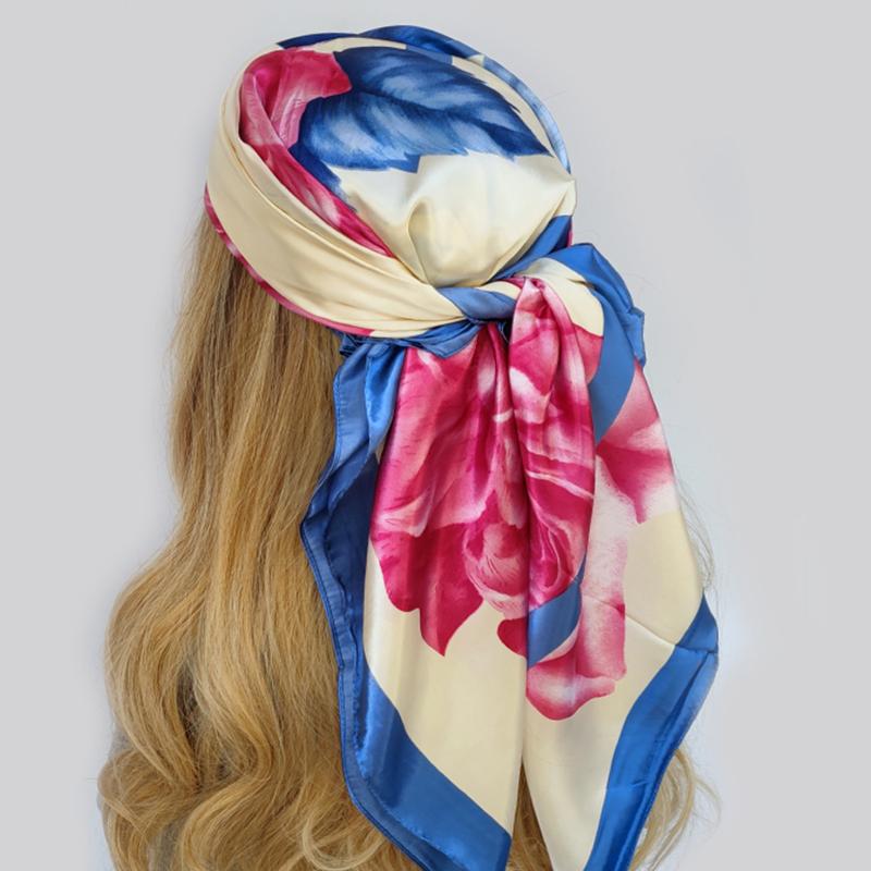 Four Seasons Square Kerchief Popular 90X90CM Stripe Shawls Fashion New Sunscreen Bandannas Europe And America Silk Scarves