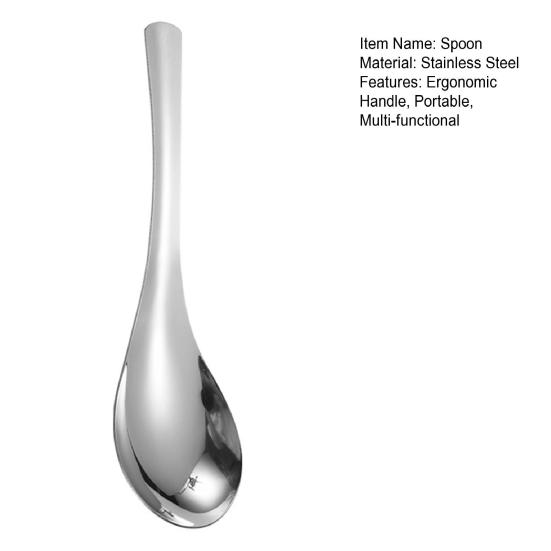 Stainless Steel Dinner Spoons Large Dessert Teaspoon with Round Edge Metal Cutlery for Home Kitchen Restaurant