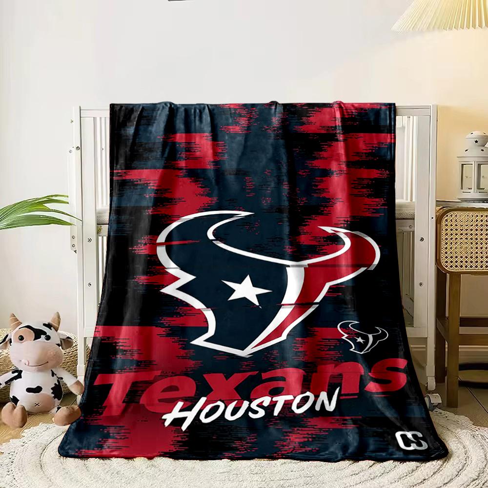 Houston Texans Logo Design Flannel Blanket for bedroom, living room, sofa, and nap sofas.