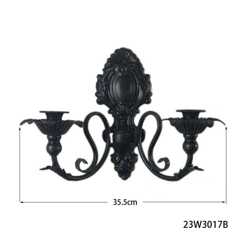 Luxuriöser Vintage Schwarzer Eisen Doppelkerzenhalter Wandmontiert Rustikales Heimdekor für Esszimmer Hochzeit Beleuchtung