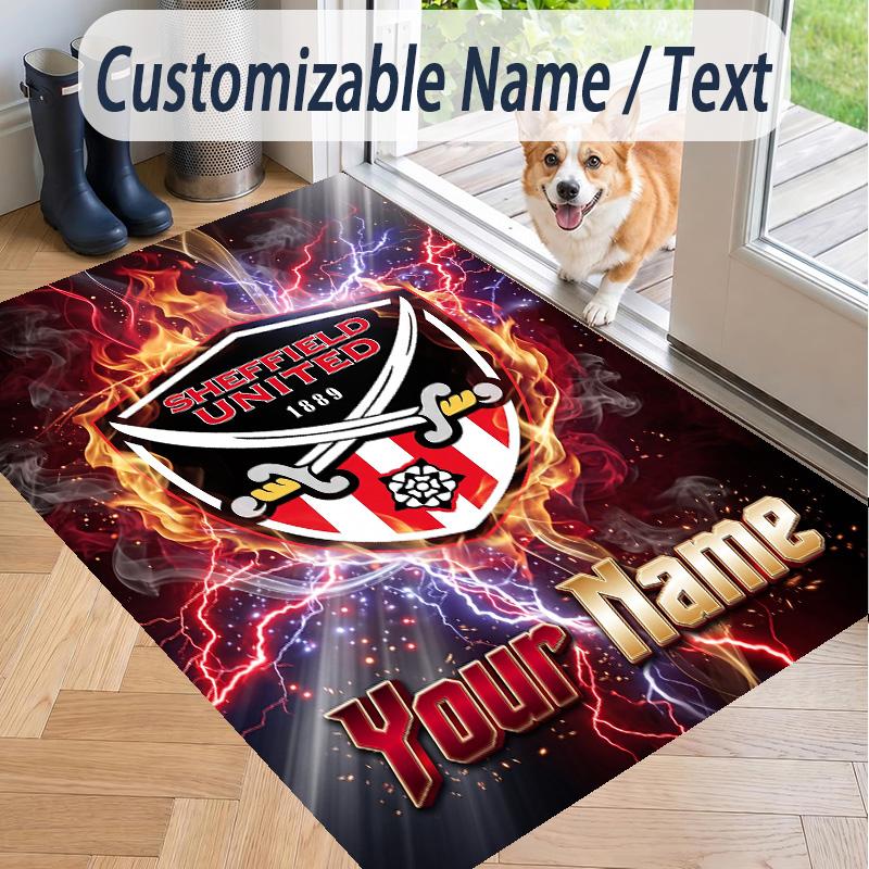 Custom Text Printed Rug Sheffield United FC Non Slip Floor Carpet For Home Room Decor