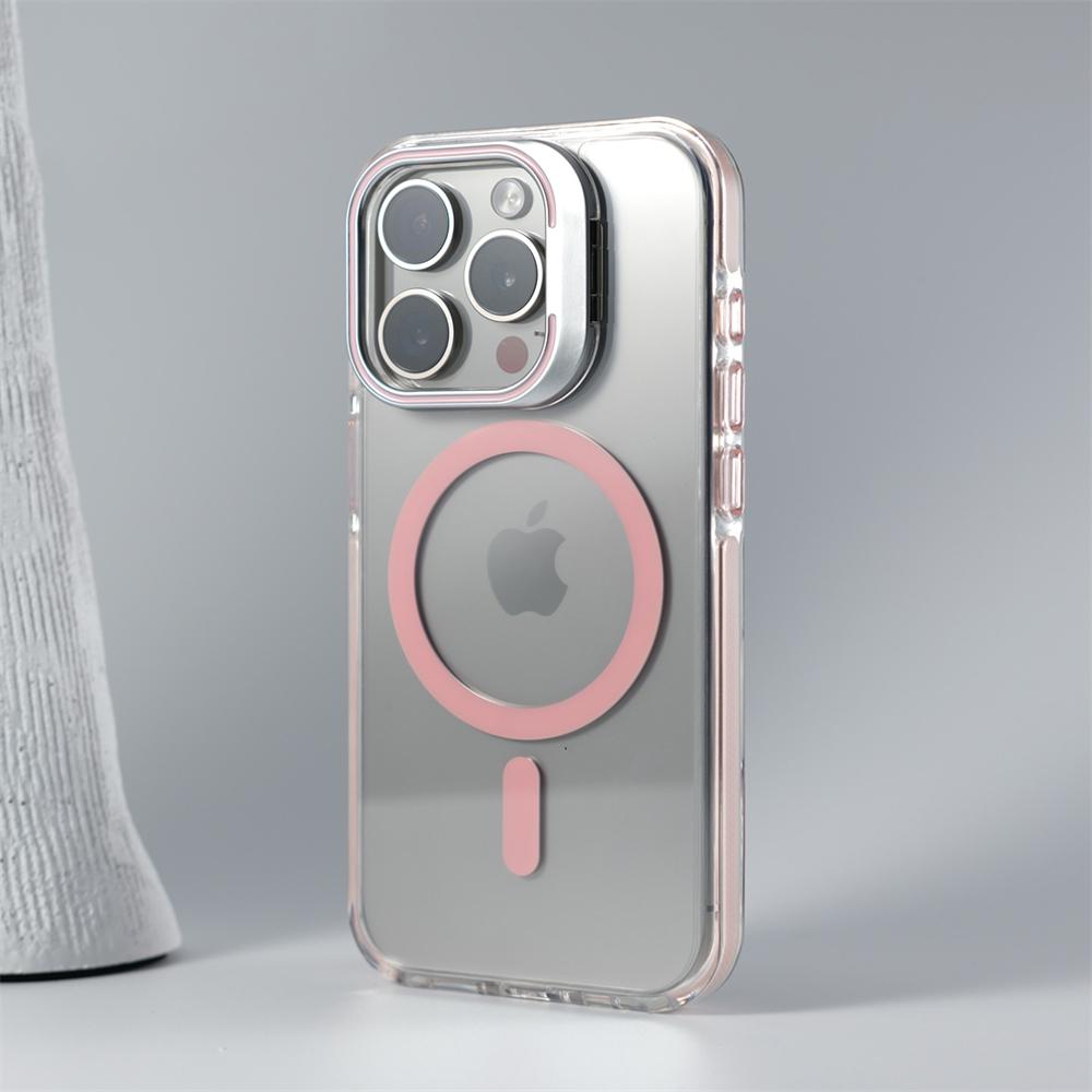 Luxury Lens Holder Shockproof Magnetic Case For iPhone 16 15 14 Plus 13 12 17 Pro Max 17Air 16e Magsafe Fashion Clear Cover