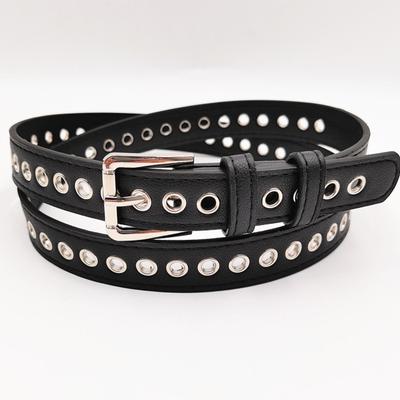 Neuer Metall-Lochloser Ganz-Luftösen-Gürtel für Damen-Gürtel Europäischer und Amerikanischer Mode-Jeans PU-Gürtel