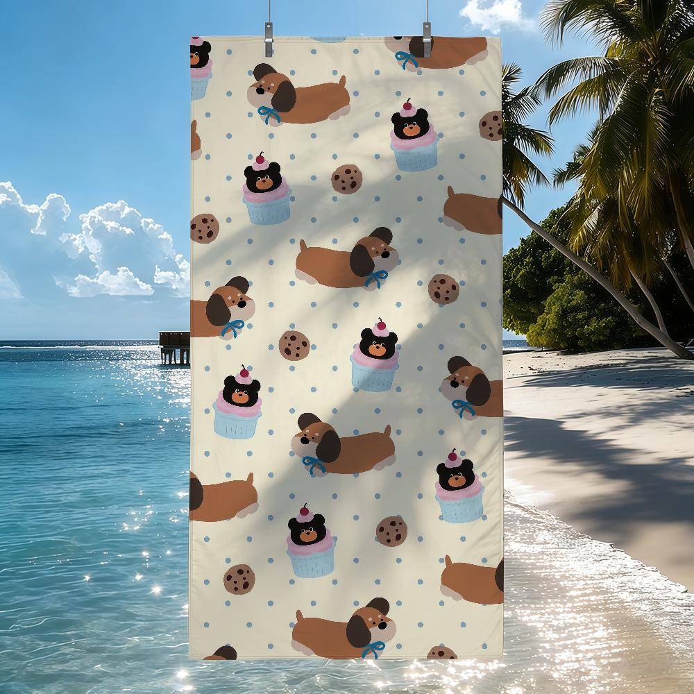 Cartoon cute Dachshund Towel Drying Bath Towel Applicable To Light Swimming Camping Yoga Beach Out
