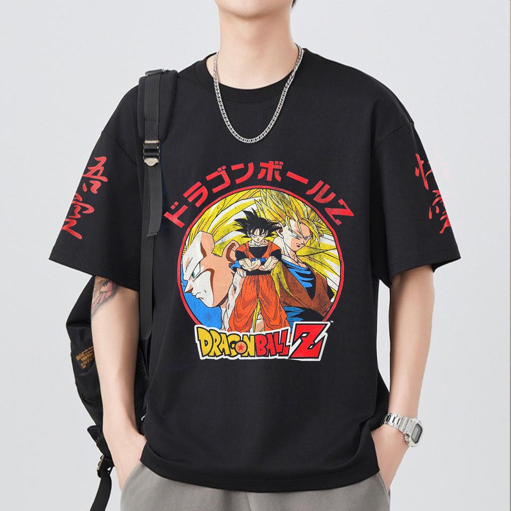 T-shirt in Cotone a Maniche Corte con Stampa Dragon Ball Z Son Goku Vegeta Unisex Abbigliamento Donna Harajuku Yk Tee Vintage Casual Tee Top