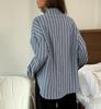 2025 Autumn/Winter Women's Long-Sleeved Striped Cardigan Shirt Jacket