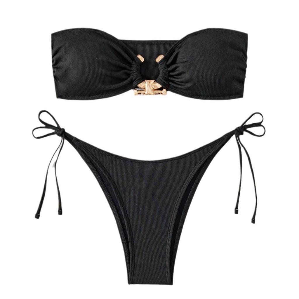 Yi Yong 2024 Lace-up Bandeau Bikini Two-Piece Swimsuit