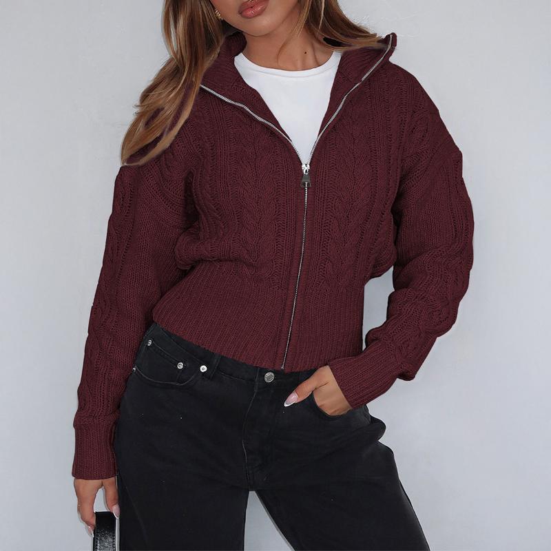 Simple and Fashionable Long-sleeved Solid Color Woolen Women's Clothing 2025 Autumn Winter