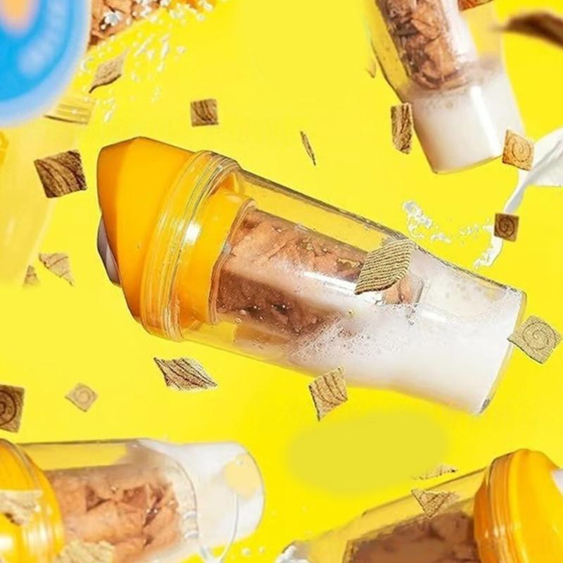 Cereal Milk Separators Cup For Outdoor Travel Breakfast Container With Double Compartments Leakproof Oatmeal Cup