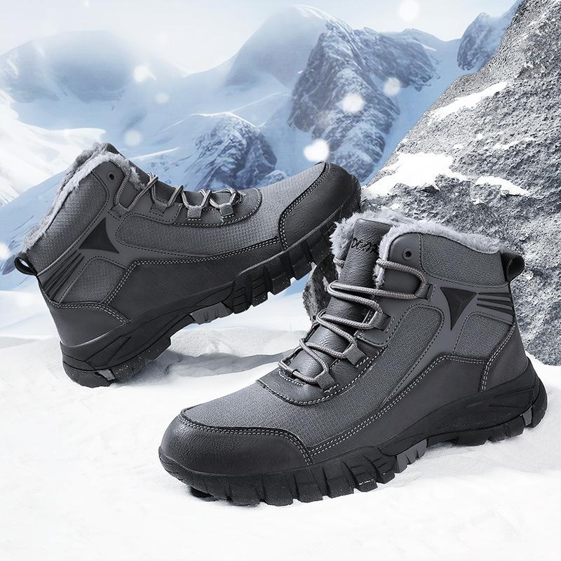 Winter fashion high-top hiking shoes for men and women outdoor thickened non-slip snow boots velvet warm breathable cotton shoes