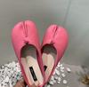 Fashion Bailamos Women Split Toe Fur Slippers Tabi Ninja Slip On Flats Round Toe Shallow Lazy Boat Slingback Mules Shoes Soft Warm Loafe