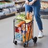 Shopping Cart, Folding Grocery Utility Cart with Swivel Wheels, 40.8 kg Large Load Capacity, Heavy Duty Rolling Laundry Basket Butler for Laundry,
