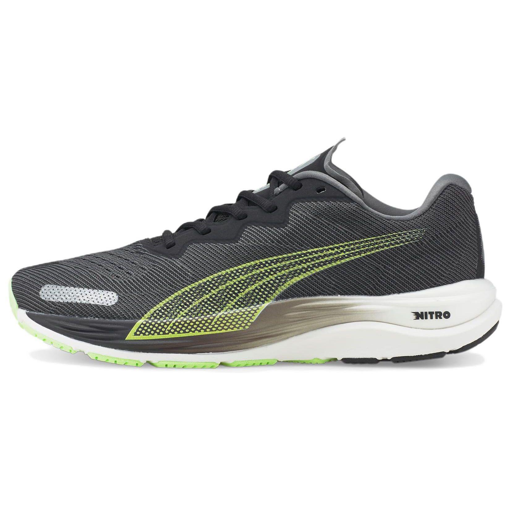 Puma Velocity Nitro 2 Unisex Black Fizzy Lime Running Shoes 195337-06 EU 40.5