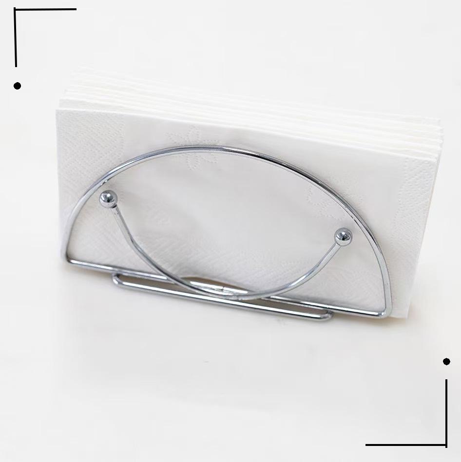 Nordic Minimalist Wrought Iron Paper Towel Holder with Semicircular Design for Napkins and Table Numbers