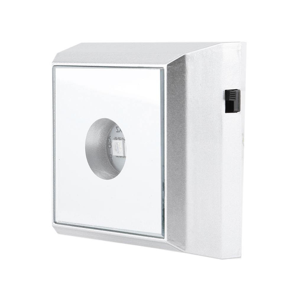 Square LED Lamp Base Stand Holder for Crystal Acrylic Statue Display Silver (Colorful Light)